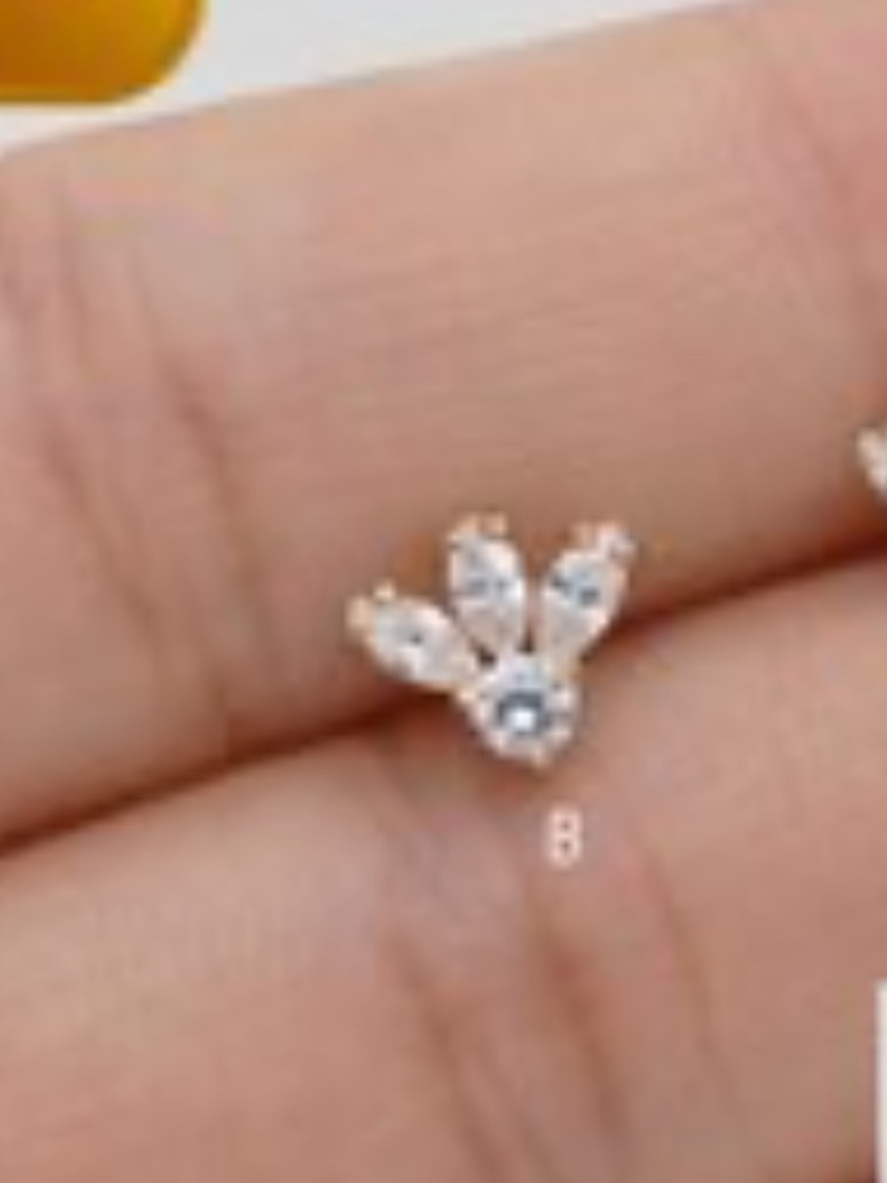 14K Solid yellow Marquis Crown Stud